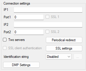 Configuração de conexão com servidores (IP/porta, TCP/UDP) no Configurador Smart5